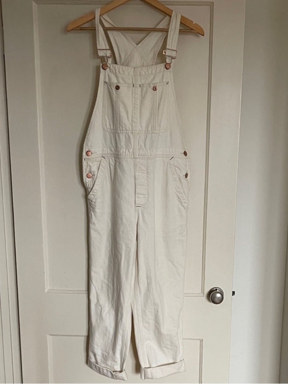 We The Free Cream Women's Overalls with Adjustable Straps